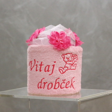 Plienková torta Vitaj drobček, ružová