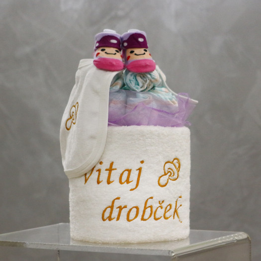 Plienková torta Vitaj drobček, biela Plienková torta Vitaj drobček, biela