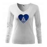 Folklórne tričko dlhý rukáv s nášivkou kráľovsky modré srdce nový vzor