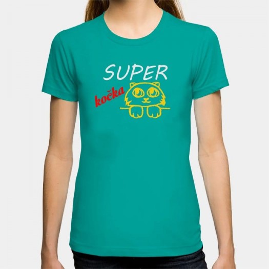 Dámske humorné tričko s výšivkou: Super kočka + mačka