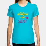 Dámske humorné tričko s výšivkou: ufúľaná ale SEXI + ústa