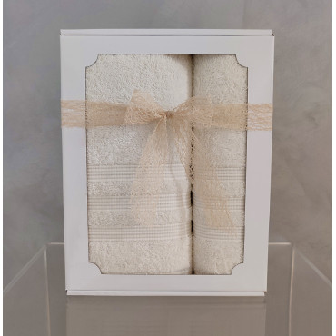 Darčeková krabička osuška + uterák krémová