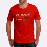 Pánske humorné tričko s výšivkou: Po stopách trofejovej zveri + jeleň