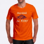 Pánske humorné tričko s výšivkou: Huráááá na RYBY + ryba