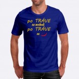 Pánske humorné tričko s výšivkou: po TRÁVE sa nechodí, po TRÁVE sa + smajlík