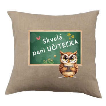 Vankúš s nápisom Skvelá pani učiteľka