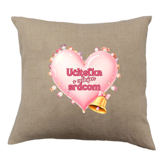 Vankúš s nápisom Učiteľka s veľkým srdcom
