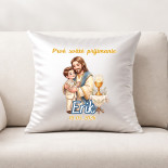 Vankúš s potlačou k Prvému svätému prijímaniu s menom a dátumom