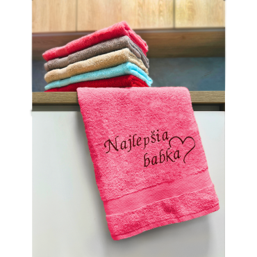 Ajoss osuška s výšivkou Najlepšia babaka + polsrdiečko