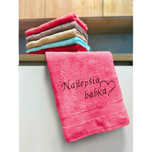Ajoss osuška s výšivkou Najlepšia babaka + polsrdiečko