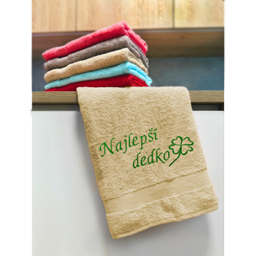Ajoss osuška s výšivkou Najlepší dedko + štvorlístok