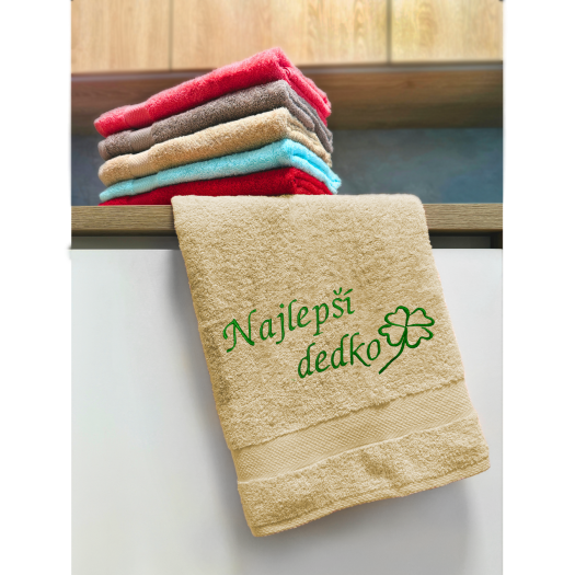 Ajoss osuška s výšivkou Najlepší dedko + štvorlístok