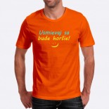 Pánske humorné tričko s výšivkou: Usmievaj sa bude horšie! + smajlík