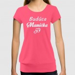 Dámske humorné tričko so spodným lémom s výšivkou: Budúca Mamička + cumeľ