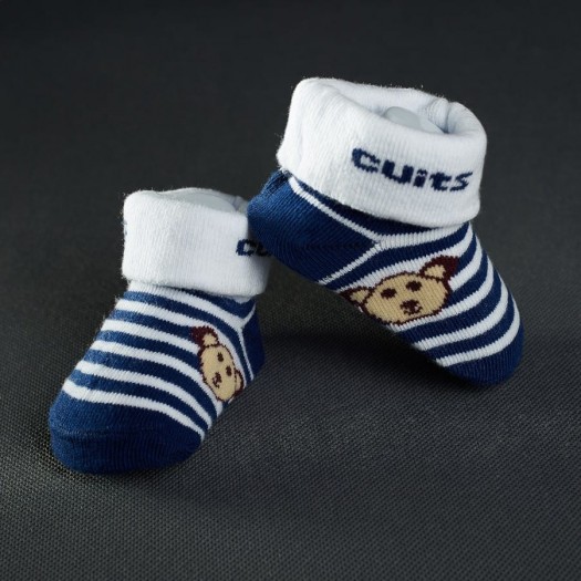 Dojčenské ponožtičky: bielo- modré pásiky