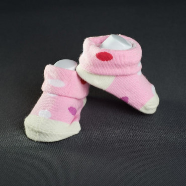 Dojčenské papučky: ružovo - biele s bodkami