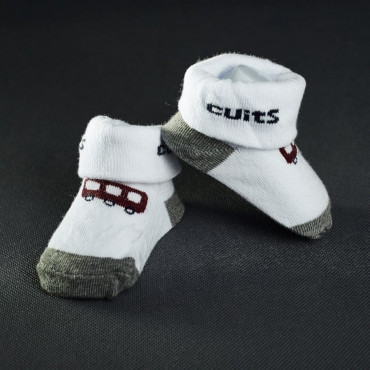 Dojčenské ponožtičky: bielo - šedé s autom