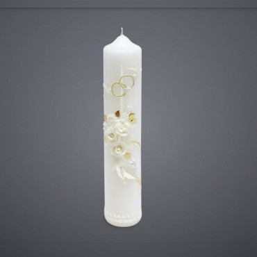 Svadobná sviečka - ružičky biele