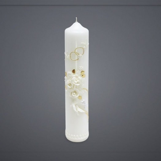 Svadobná sviečka - ružičky biele