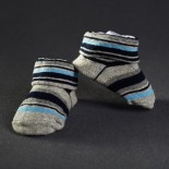 Dojčenské papučky: pásikavé šedo - modré