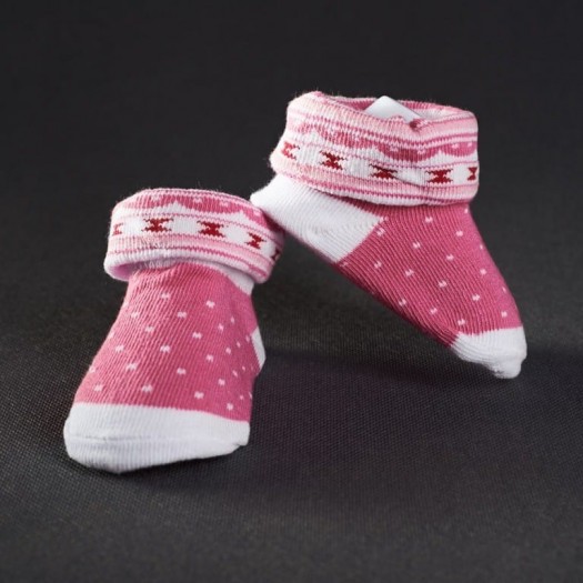 Dojčenské papučky: ružové s bodkami