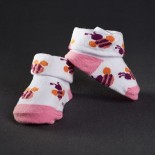 Dojčenské papučky: bielo - ružové s motýľom